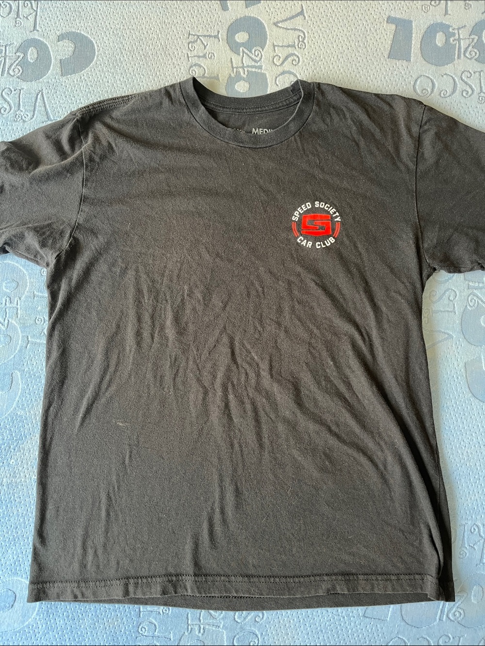 Speed Society Car Club  Black Tee with Small Red Logo size M
